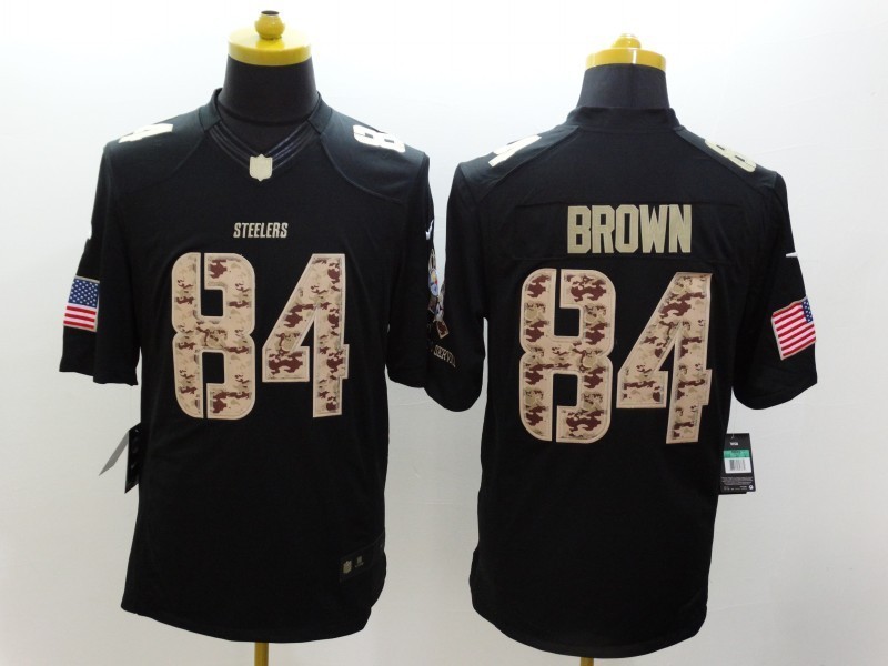 Men's Pittsburgh Steelers Antonio Brown #84 Black Retired Jersey